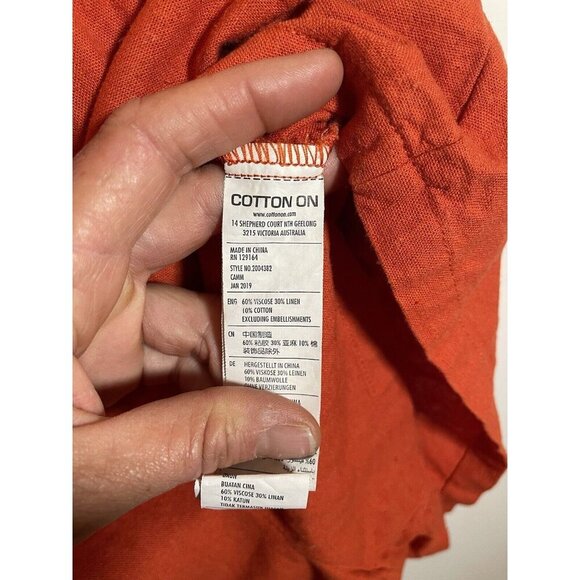 Cotton On Women Orange Boho Linen Blend Shorts Romper Size Small - Picture 4 of 8